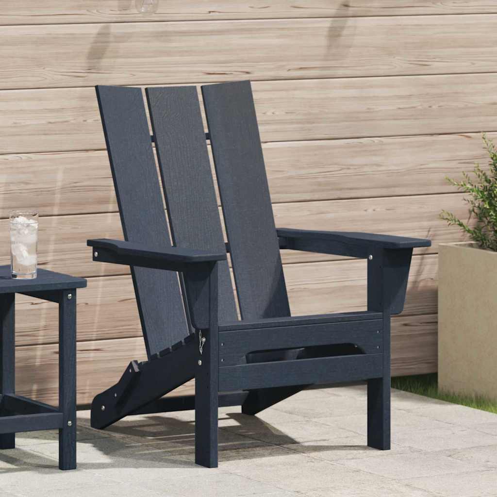 Folding Adirondack Chair Navy 74.5 x 80.5 x 90cm HDPE